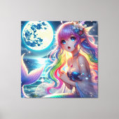 Toile Fille d'anime chantant clair de lune pixie mermaid (Recto)