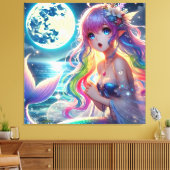 Toile Fille d'anime chantant clair de lune pixie mermaid (Insitu(Salon))