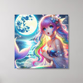 Toile Fille d'anime chantant clair de lune pixie mermaid (Recto)