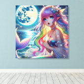 Toile Fille d'anime chantant clair de lune pixie mermaid (Insitu (Plancher de Bois))