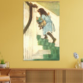 Toile Fille d'art vintage pour enfants sur escaliers (Insitu(Salon))