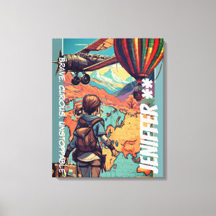 Toile Fille d'aventure, Thème de voyage personnalisé