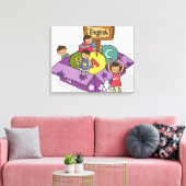 Toile Fille debout avec les bras levés et les garçons as (Insitu(Salon))