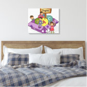 Toile Fille debout avec les bras levés et les garçons as (Insitu(Chambre))