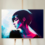 Toile Fille Elegant Mode Cyberpunk esthétique Neon Art<br><div class="desc">Portrait d'une belle fille en cyber style,  art aux couleurs cool bleu-rose. Tons foncés et clairs,  classiques. (Voir aussi d'autres nouvelles collections pour plus de choix)</div>