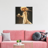 Toile Fille en Jaune avec Fleur (Insitu(Salon))