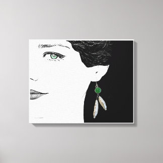 Toile Fille en perle oreille mode illustration art