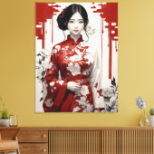 Toile fille en rouge et argent (Insitu(Salon))