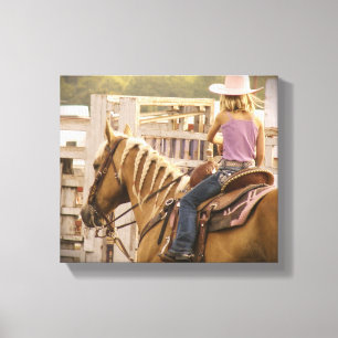 Toile Fille et cheval de course de baril