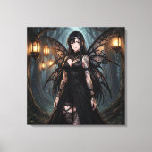 Toile Fille fée d'anime gothique dans une forêt enchanté (Recto)