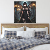 Toile Fille fée d'anime gothique dans une forêt enchanté (Insitu(Chambre))