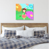 Toile Fille, fleurs et coccinelle (Insitu(Chambre))