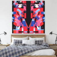 Fille japonaise abstraite moderne – Kimono géométr