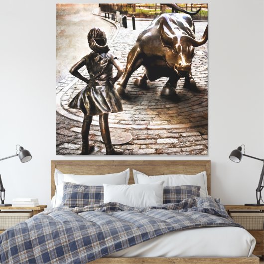 Toile Fille sans peur face à la rampaging Bull (Insitu(Chambre))