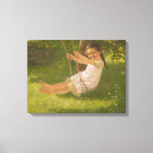 Toile Fille souriante sur une aile (Enfance Vintage)