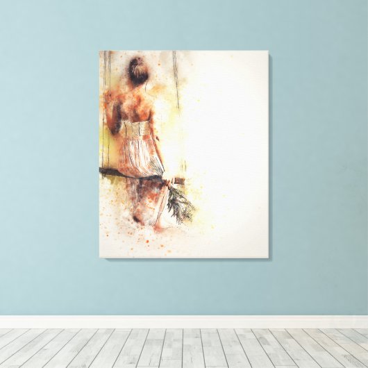 Toile fille sur le swing (Insitu (Plancher de Bois))