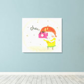 Toile Fille tenant la caméra, en cliquant (Insitu (Plancher de Bois))