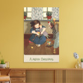 Toile Fille vérifiant ses chaussures pleines de bonbons (Insitu(Salon))