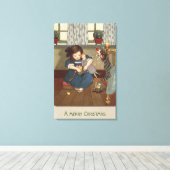 Toile Fille vérifiant ses chaussures pleines de bonbons (Insitu (Plancher de Bois))