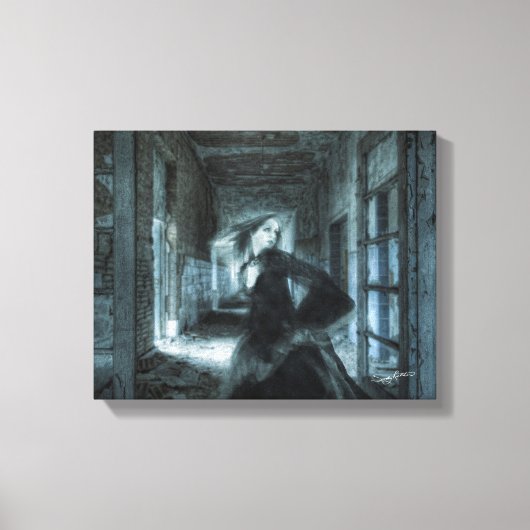 Toile Fille victorienne effrayée Fantôme Courir dans le  (Recto)