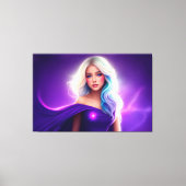 Toile Fille violette blonde neon élégant rose dame art (Recto)