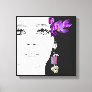Toile Fille visage joli crocus violet art de la mode flo