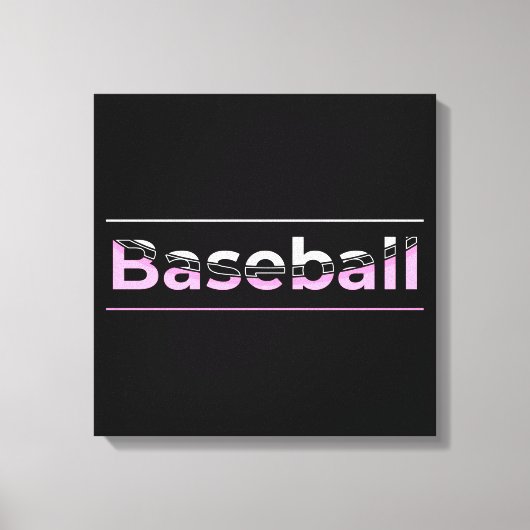 Toile Filles Baseball - Typographie Géométrique Rose (Recto)