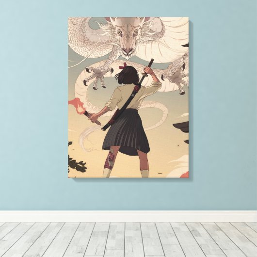 Toile Filles d'anime vertical Premium Wrapped Canvas(Glo (Insitu (Plancher de Bois))