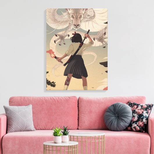 Toile Filles d'anime vertical Premium Wrapped Canvas(Glo (Insitu(Salon))