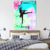 Toile Filles Danse Aquarelle avec Coeurs flottants (Insitu(Chambre))