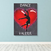 Toile Filles Danse Chalkboard Coeur avec/ Nom personnali (Insitu (Plancher de Bois))