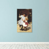 Toile Filles sautant avec une corde de saut (Insitu (Plancher de Bois))