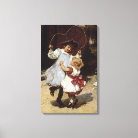 Toile Filles sautant avec une corde de saut (Recto)
