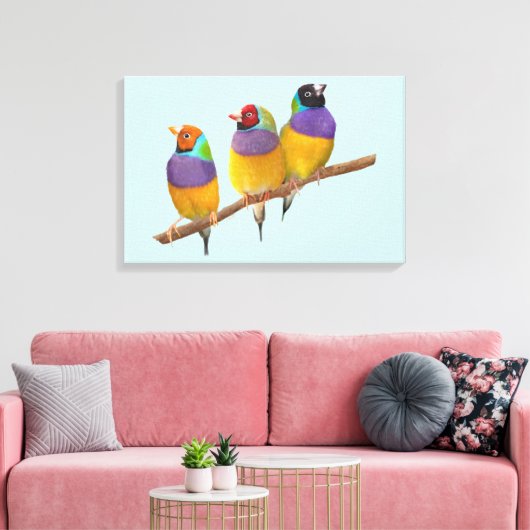 Toile Finches gouldiennes colorées dans les Pastels (Insitu(Salon))