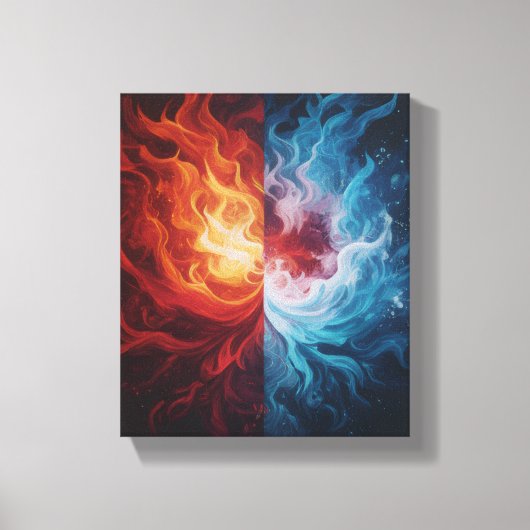Toile Fire and Ice Abstract Elemental Dualism Art (Recto)