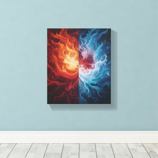 Toile Fire and Ice Abstract Elemental Dualism Art (Insitu (Plancher de Bois))