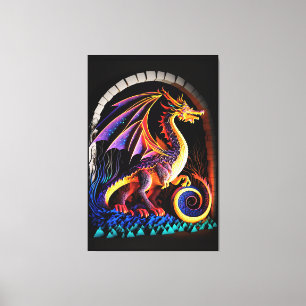 Toile Fire Dragon Castle Imaginaire Art Mythique Créatur