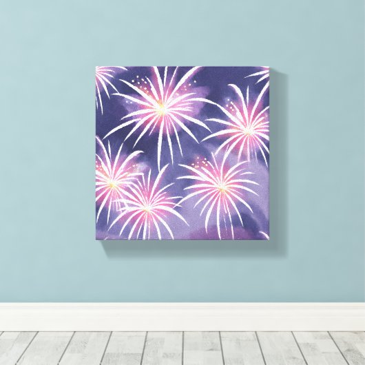 Toile Fireworks violets | Aquarelle Pastel (Insitu (Plancher de Bois))