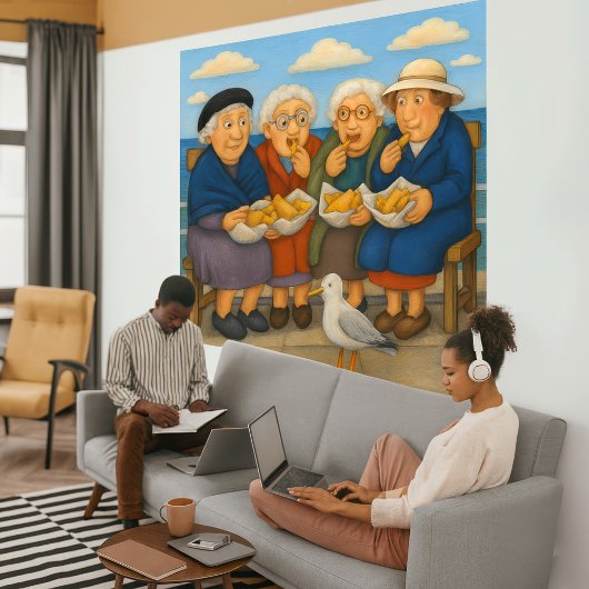 Toile Fish And Chips Wrapped Canvas Art Print