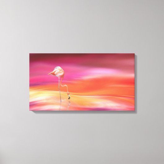 Toile Flamant rose à Sunset (Recto)