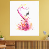 Toile Flamant rose aquarelle | Flamant rose drôle (Insitu(Salon))