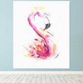 Toile Flamant rose aquarelle | Flamant rose drôle (Insitu (Plancher de Bois))