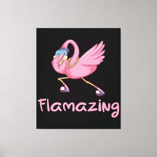 Toile Flamant rose cool Flamazing Dabbing (Recto)