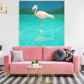 TOILE FLAMANT ROSE DE NUIT ART IMPRIMER TOILES STRETCHÉE (Insitu(Salon))