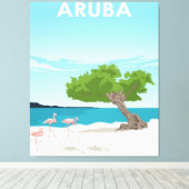 Toile Flamant rose de voyage de l'île Aruba | Flamant ro (Insitu (Plancher de Bois))