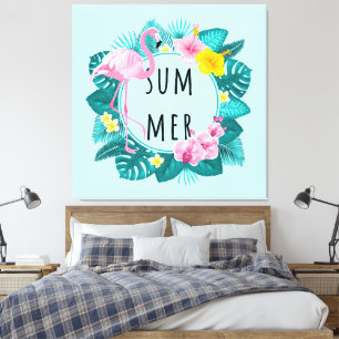 Toile Flamant rose floral Bliss été