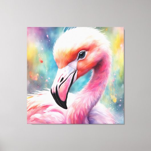Toile Flamant rose Rainbow Birds 2 (Recto)