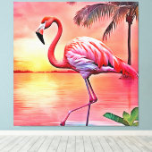 Toile Flamant rose rose (Insitu (Plancher de Bois))