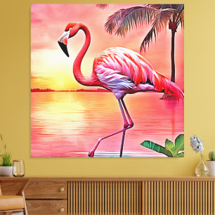 Toile Flamant rose rose