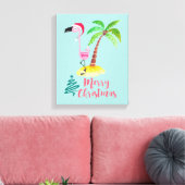 Toile Flamant rose Rose Dans Un Chapeau De Père Noël Par (Insitu(Salon))